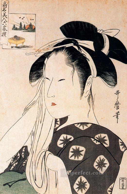 fa woman playing a poppin Kitagawa Utamaro Ukiyo e Bijin ga Oil Paintings